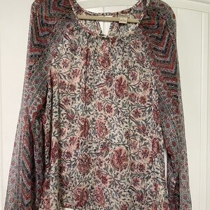 Floral Patterned Lucky Sheer Women's Top - Multicolor